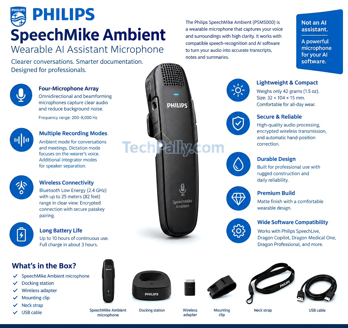 Philips SpeechMike Ambient Wearable AI Assistant Microphone PSM Ambient Microphone